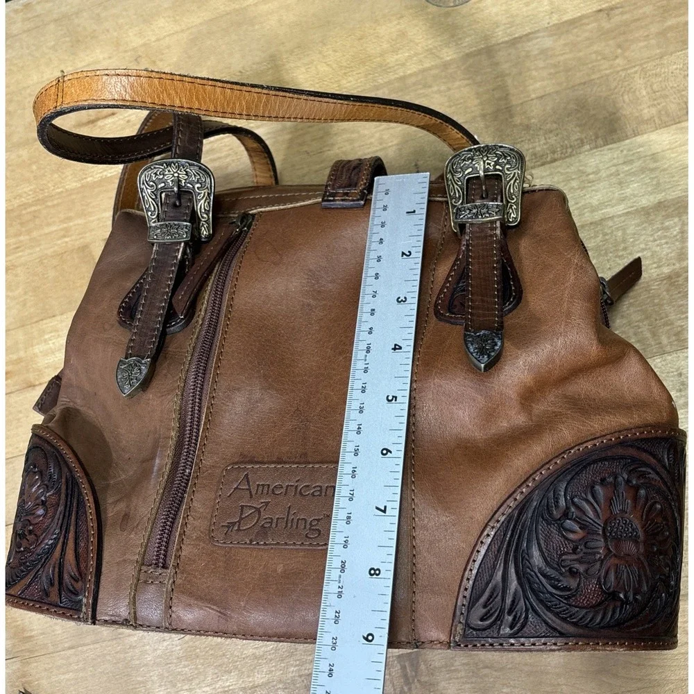 American Darling Leopard Calf Hair Leather Satchel Western Tooled Cowgirl Bag